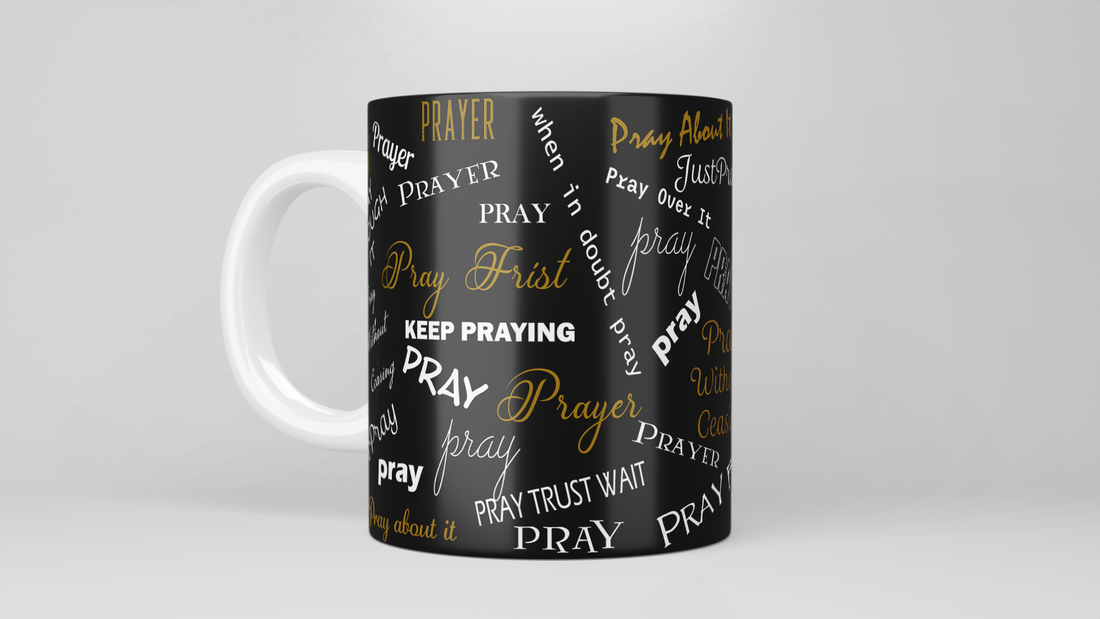 Pray Through it Mug is a reminder to always pray though whatever besets you. Pray without Ceasing.