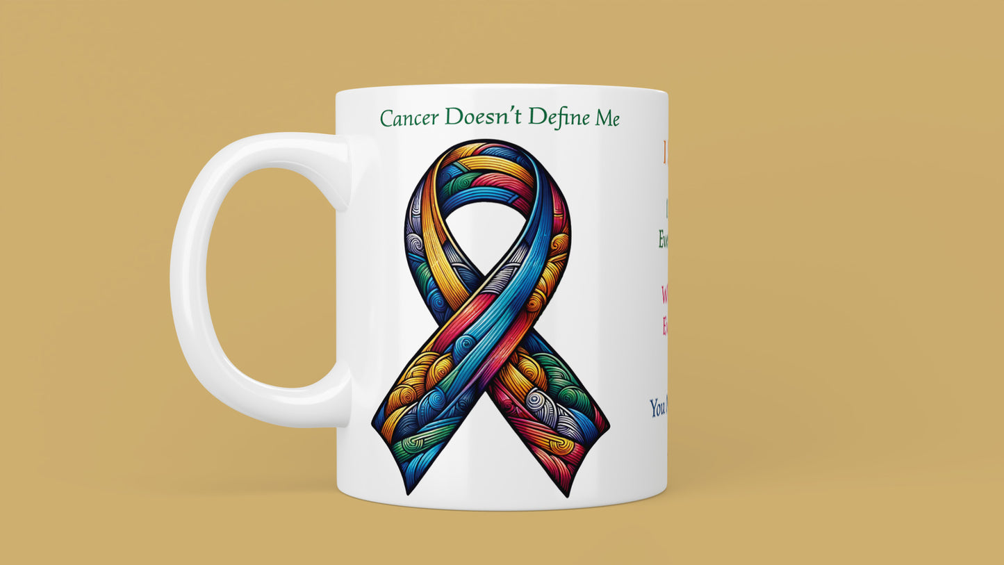 Cancer Doesn't Define Me Mug (All Cancers Ribbon)