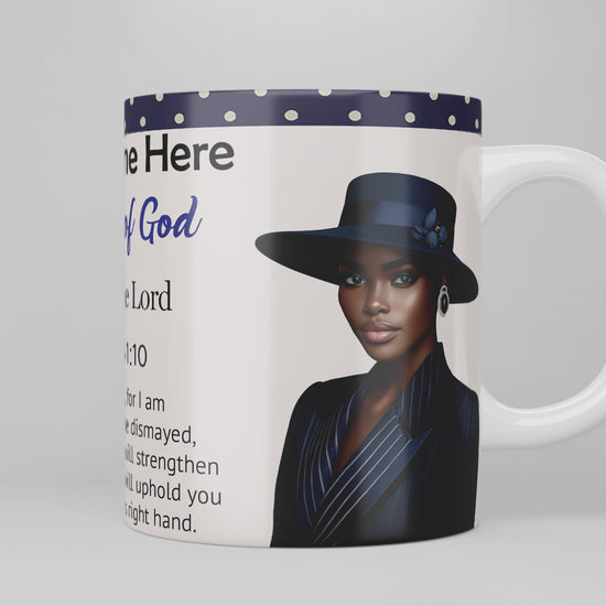 Woman of Faith: Trust in the Lord Mug and Coaster Set Navy Blue (African American) 