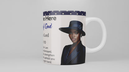 Woman of Faith: Trust in the Lord Mug and Coaster Set Navy Blue (African American) 