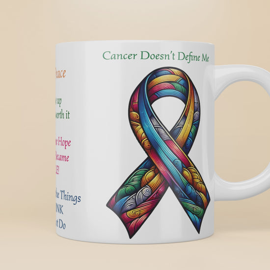 Cancer Doesn't Define Me Mug (All Cancers Ribbon) 