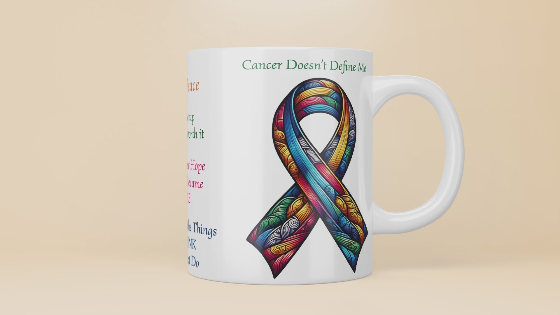 Cancer Doesn't Define Me Mug (All Cancers Ribbon) 