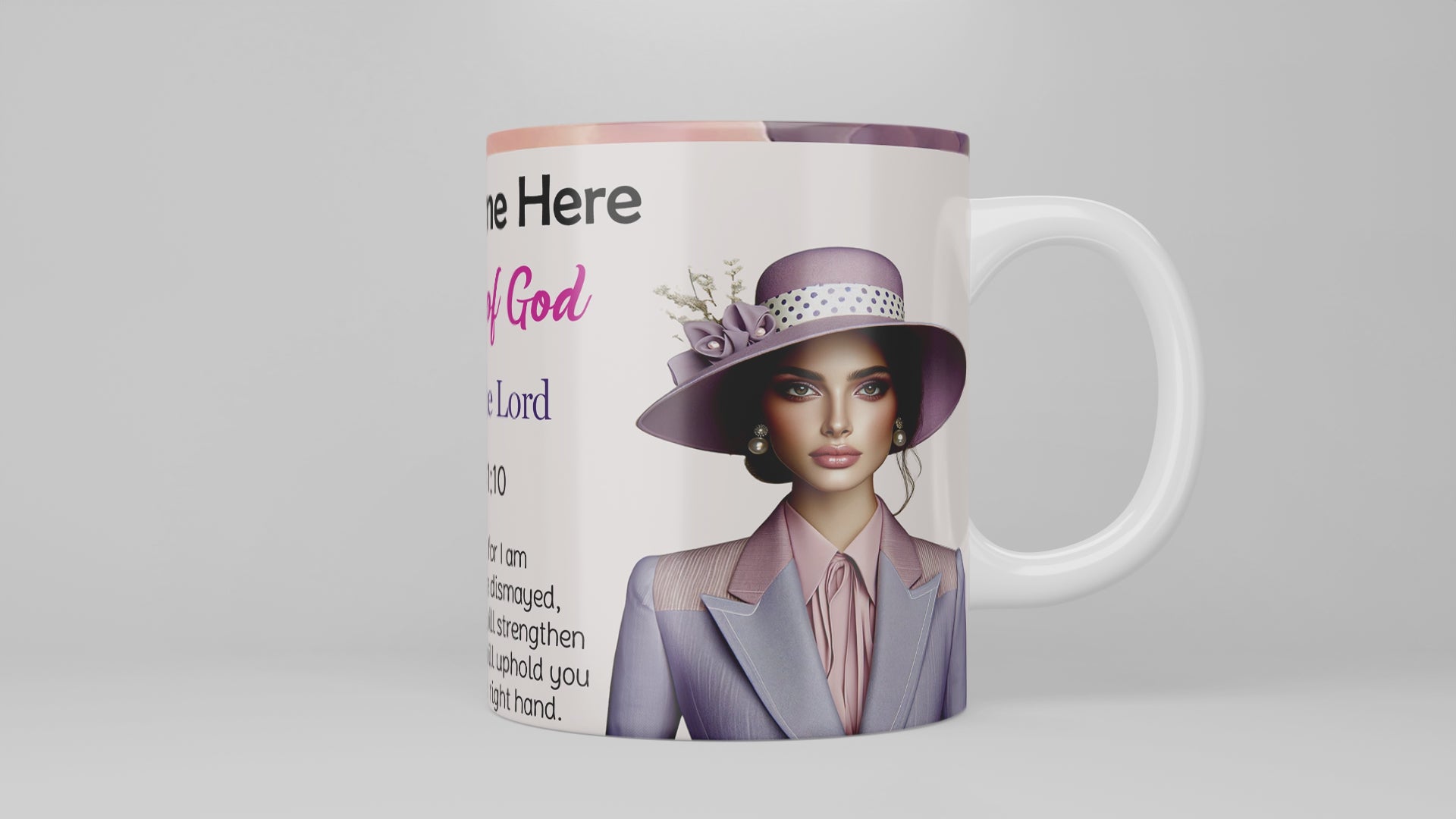 Woman of Faith: Trust in the Lord Mug and Coaster Set Purple (Caucasian Woman)